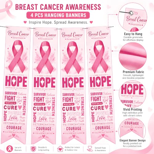 Breast Cancer Awareness Accessories - Pink Ribbon Hope Survivor Banner - color: Pink