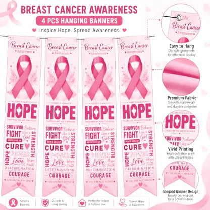 Breast Cancer Awareness Accessories - Pink Ribbon Hope Survivor Banner - color: Pink