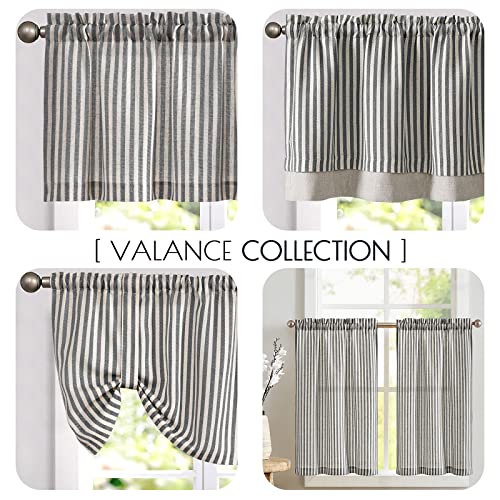 jinchan Stripe Linen Kitchen Valance Curtain, 50x18, 1 Panel, Grey - color: Boxter Striped | Charocoal Grey on Linen, size: 50"W x 18"L (Pack of 1)