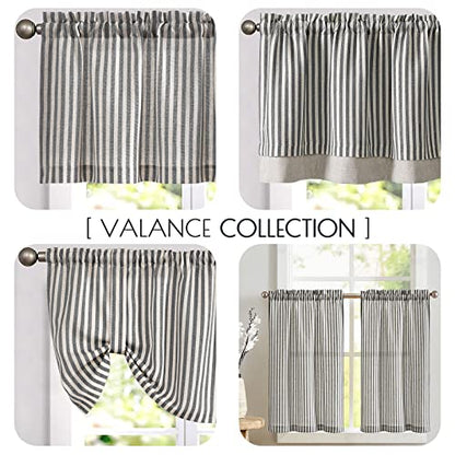 jinchan Stripe Linen Kitchen Valance Curtain, 50x18, 1 Panel, Grey - color: Boxter Striped | Charocoal Grey on Linen, size: 50"W x 18"L (Pack of 1)