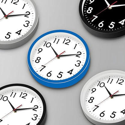 DAXSMY 8 Inch Wall Clock, Battery Operated Silent Non Ticking - color: H-blue, size: 8"