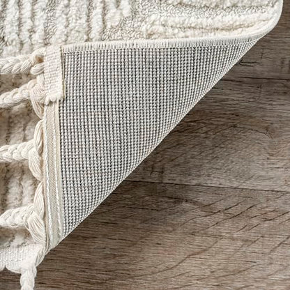 nuLOOM Kerry Cream Geometric Power Loomed Area Rug, 6' Round - color: Kerry Cream, size: 6' (Round)