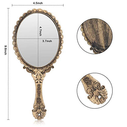 YUSONG Vanity Handheld Mirror for Makeup (2 Pack Bronze Color) - color: 2 Pcs Brass Gold