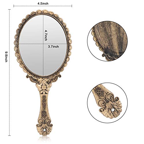 YUSONG Vanity Handheld Mirror for Makeup (2 Pack Bronze Color) - color: 2 Pcs Brass Gold