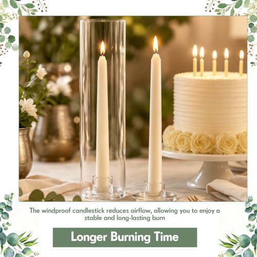 36 Pcs 12" Tall Hurricane Glass Candle Holders with Taper Candles