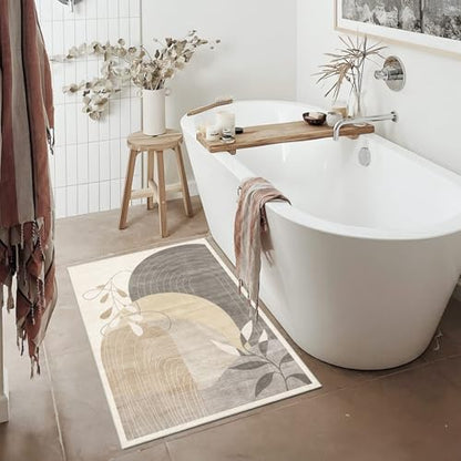 MUJOO 2x3 Washable Rug Small Area Rugs Non Slip Mid Century Modern - color: Beige（modern）, size: 2' x 3' (Rectangular)
