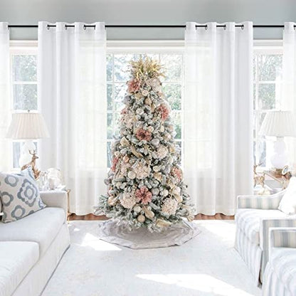 White Semi Sheer Curtains for Bedroom Living Room Linen Textured 52x63 2pcs - color: White - Grommet Top, size: 52"W x 63"L (Pack of 2)