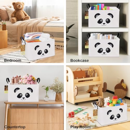 Rectangle Foldable Storage Basket Handles For Home, Panda - color: Rectangle Panda