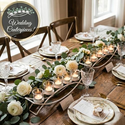 Seraphic Table Centerpieces for Dining Room, Tealight Candle Holder, White - color: White, size: 5 Cup