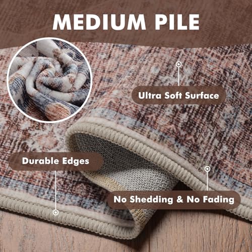 2x6 ft Bedroom Runner Rugs for Hallways Non Slip Hallway Runner Rugs Washable Kitchen Runners Rug Entryway Laundry Room Rug Dresser Runners Long Pink Brown - color: Pink/Caramel, size: 2' x 6' (Runner)