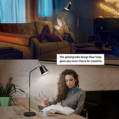 LALISU Floor Lamp Industrial Floor Lamps Reading Farmhouse Standing Lamp - color: Black