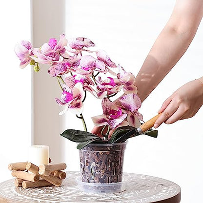 TRUEDAYS Orchid Pot with Saucers, 4 Pack 5 Inch Plant Pot with Drainage - size: 5Inch-4Pack with 4 Saucers