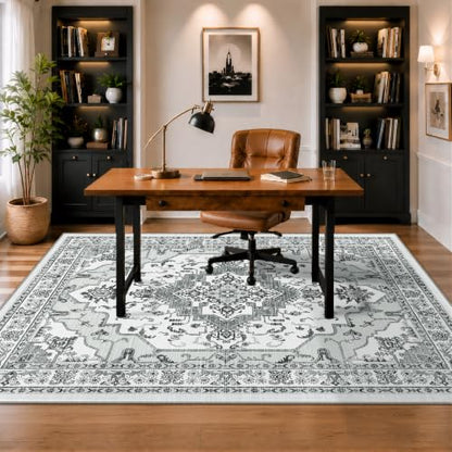 Arenarug 5x7 Washable Area Rug for Living Room, Light Grey - color: Light Grey, size: 5' x 7' (Rectangular)
