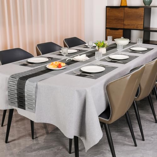 Placemats Set of 8, Vinyl Woven Heat-Resistant Place Mats - color: Gray Black, size: Set of 8