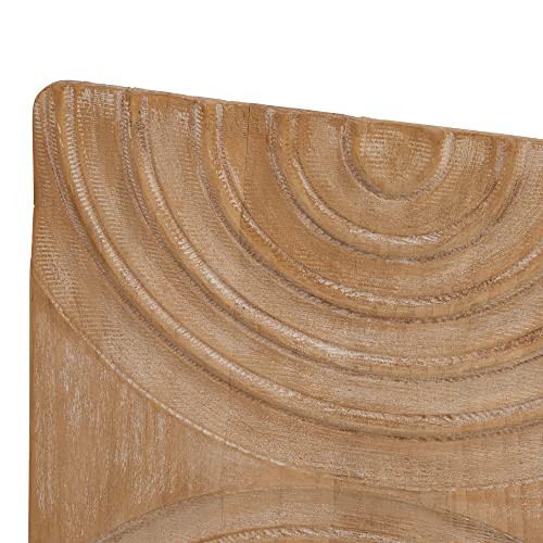 Bloomingville Boho Square Wood Wall Art with Carved Arches, Natural