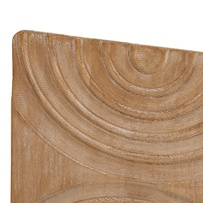 Bloomingville Boho Square Wood Wall Art with Carved Arches, Natural