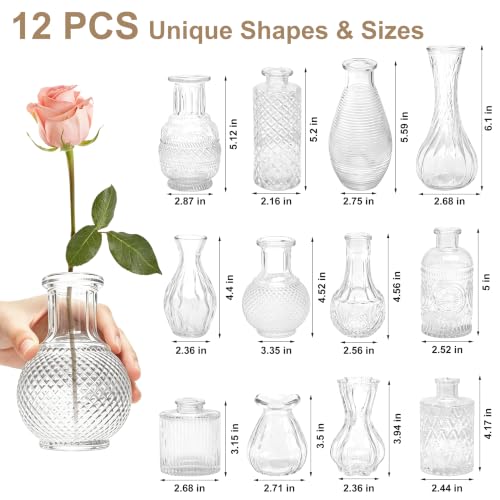 KJHL Glass Bud Vases Set of 12, Small Flower Vases for Wedding Centerpiece - size: 12 Pcs