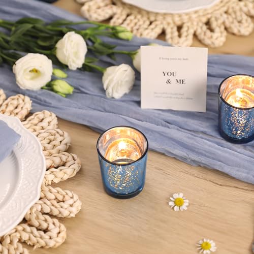 Volens Blue Party Decorations 72pcs, Mercury Glass Votive Candle Holders - color: Blue--72pcs
