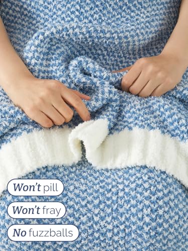 Heathered Blue Throw Blanket - Double Sided Cozy Knitted Blanket - 50x60 - color: 02 - Heathered Blue