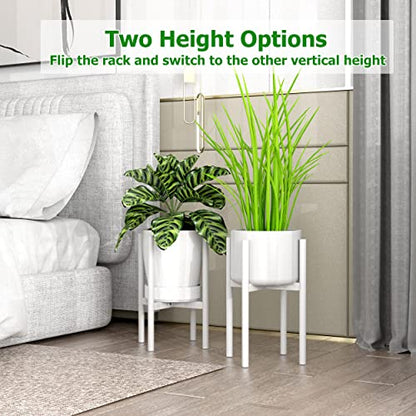 EKNITEY Adjustable Metal Plant Stand - Fits 8 to 12.5 inches Pots (White) - color: White