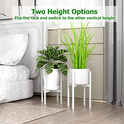 EKNITEY Adjustable Metal Plant Stand - Fits 8 to 12.5 inches Pots (White) - color: White