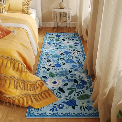 Rugcomf Runner Rug 2x6 Washable, Blue - color: Blue, size: 2' x 6' (Rectangular)