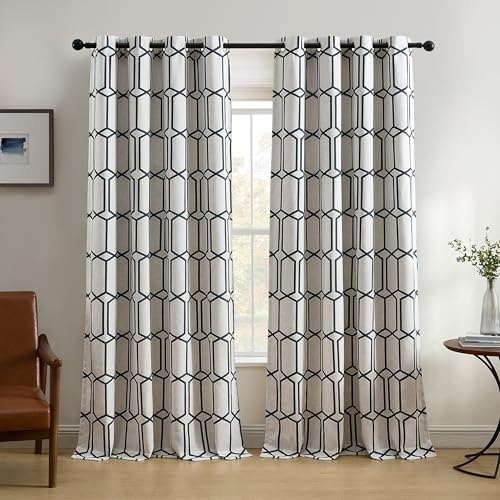 Threadmade Kaiden Geometric Room Darkening Window Curtain, Indigo - 52" W x 95" L - color: Indigo, size: 52"W x 95"L (Pack of 1)