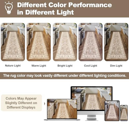 LOKHOM 2x8 Hallway Runnner Rug, Boho Non-Slip Washable Kitchen Rugs, Beige - color: Beige Brown, size: 2' x 8' (Runner)