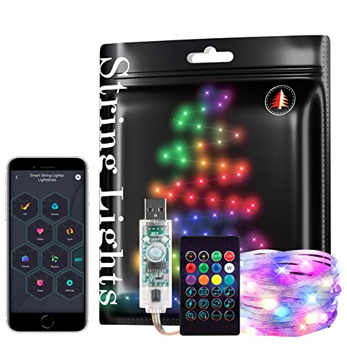 BTF-LIGHTING DC5V RGB IC WS2812B 16.4FT 50LED USB Smart Fairy Light String - color: Transparent wire, size: 16FT 50LED