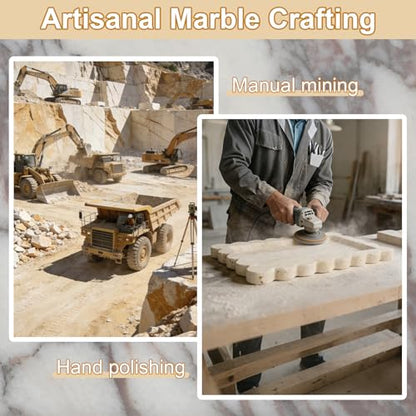 100% Marble Vanity Tray for Bathroom Counter, Kitchen, Coffee 11.8" - color: Travertino Romano