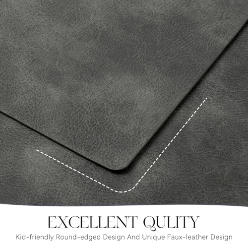 MOSAYT Vinyl Faux Leather Placemats, Set of 6, Dark Grey - color: Dark Grey