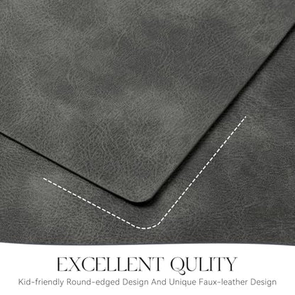 MOSAYT Vinyl Faux Leather Placemats, Set of 6, Dark Grey - color: Dark Grey
