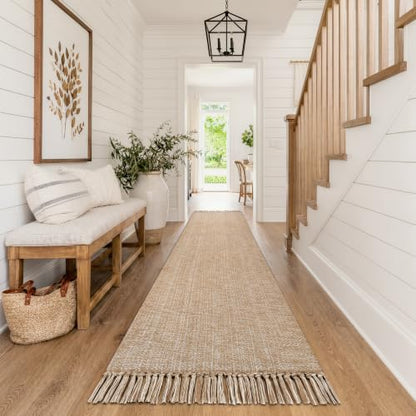 Collive Long Entry Hall Runner Rug, 2.6x14 ft Kitchen Carpet - color: Tan/Cream, size: 2.6' x 14' (Rectangular)