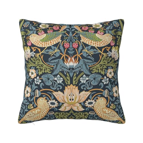 William Morris Vintage Floral Bird Strawberry Thief 16x16 inches Pillow Cover, Outdoor Farmhouse Pillow Cover Home Decor for Couch Sofa - color: Color-12, size: 16" x 16" (Pack of 1)