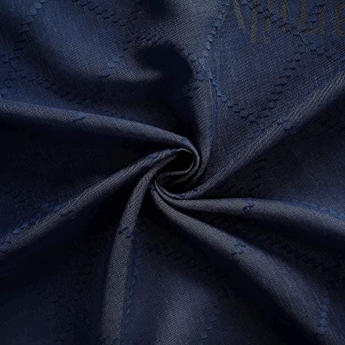 KOUFALL Navy Blue Curtains Drapes 84 Inch Length 2 Panels Set, Sheer Dark Blue Patterned Christmas Winter Curtains for Living Room Bedroom - color: Navy Blue, size: 52"W x 84"L (Pack of 2)