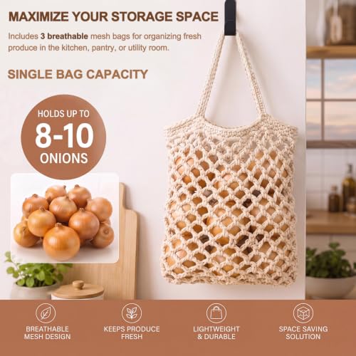 Honeydak 3 Hanging Baskets, Cream, Tote Style Basket - color: Cream, style: Tote Style Basket