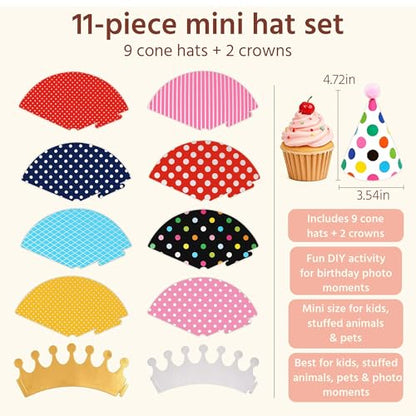 Vesil Mini Kids Birthday Party Hats, Assorted, DIY Assembly Required - color: Hats