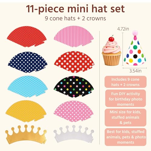 Vesil Mini Kids Birthday Party Hats, Assorted, DIY Assembly Required - color: Hats