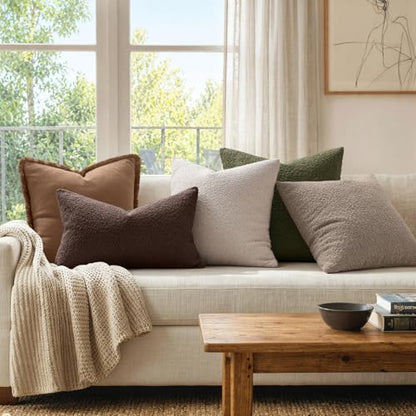 MIULEE Textured Boucle Lumbar Pillow Cover for Bed 12x20 Dark Brown - color: Dark Brown, size: 20" x 12" (Pack of 1)