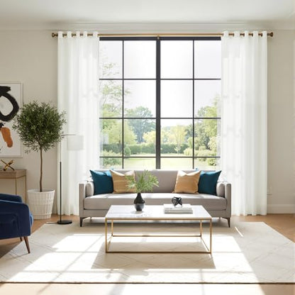 RYB HOME White Semi Sheer Curtains 84 inches Long Non See Through Drapes - color: White, size: 52"W x 84"L (Pack of 2)