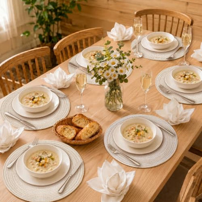 TaroKitc 15 inch Round Placemats Set of 6, Beige - color: Beige