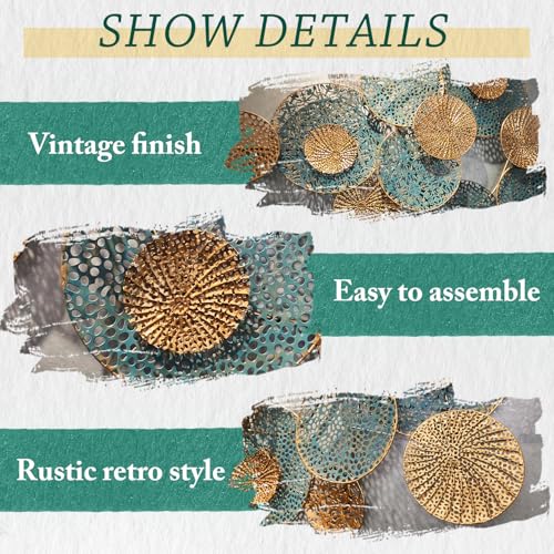 edaknez Large Metal Wall Art Decor, 47x27 Metal Lotus Leaf Wall Sculpture - color: B 47 inch x 27 inch