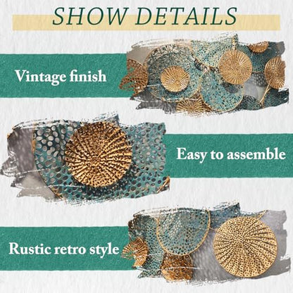 edaknez Large Metal Wall Art Decor, 47x27 Metal Lotus Leaf Wall Sculpture - color: B 47 inch x 27 inch
