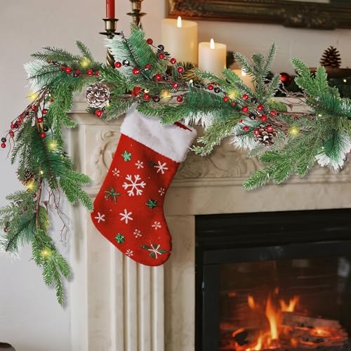 winemana 6 FT Pre-lit Artificial Christmas Garland with Lights for Mantle