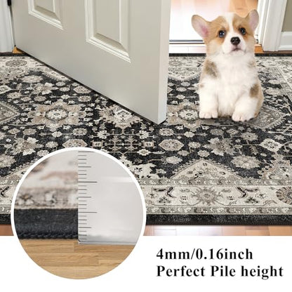 Black Entryway 2x4 Runner Rug: Runners for Kitchen Washable Non-Slip Soft - color: Black, size: 2' x 4' (Rectangular)
