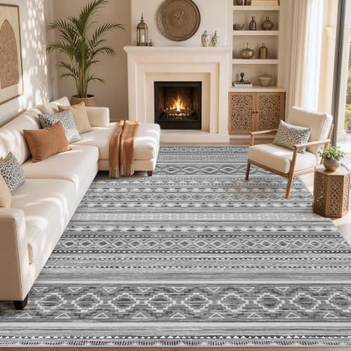cotiled 6x9 Washable Area Rugs Living Room: Soft Lightweight Boho Rug - color: Beige Grey, size: 6' x 9' (Rectangular)