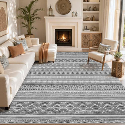 cotiled 6x9 Washable Area Rugs Living Room: Soft Lightweight Boho Rug - color: Beige Grey, size: 6' x 9' (Rectangular)