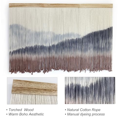 AKSWSHO Large Dip-Dye Macrame Wall Hanging Tapestry 59"x38" Boho Decor | Extra Large Handmade Dip-Dye Macrame Wall Hanging Cotton & Solid Wood Foldable design for Gifting Stunning Unboxing Surprise