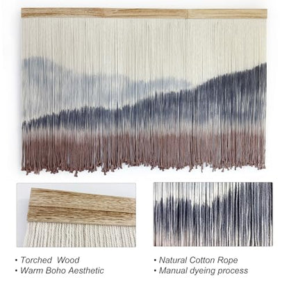 AKSWSHO Large Dip-Dye Macrame Wall Hanging Tapestry 59"x38" Boho Decor | Extra Large Handmade Dip-Dye Macrame Wall Hanging Cotton & Solid Wood Foldable design for Gifting Stunning Unboxing Surprise