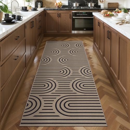 Tangsoo Easy Jute 2x5 Washable Hallway Runner Rug,Non-Slip Carpet Runner - color: Brown Six Rainbow, size: 2x5ft